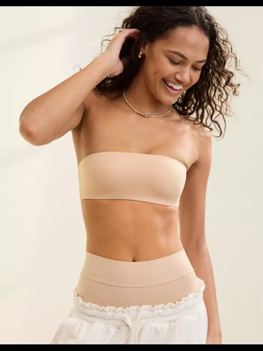 Aerie 2 Nude And Black SMOOTHEZ Lightly Lined Bandeau Bralette